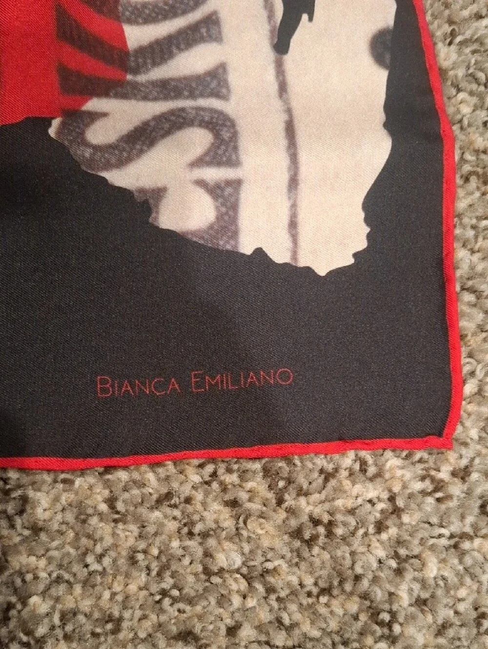 Black Multicolor Abstract Silk Accent Scarf by Bianca Emiliano